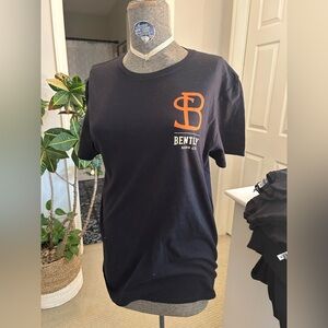 Women's Navy Short Sleeve Tee with Orange Logo